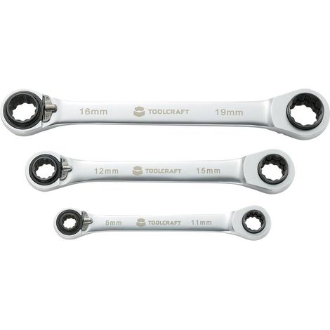 Kit di chiavi a cricchetto doppio 3 parti 8 - 19 mm N/A TOOLCRAFT 819162 (1/5)