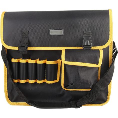 Sac à outils d'électricien grande capacité, à poches multiples, en toile, pour le rangement et l'organisation des outils et des pièces. (1/5)
