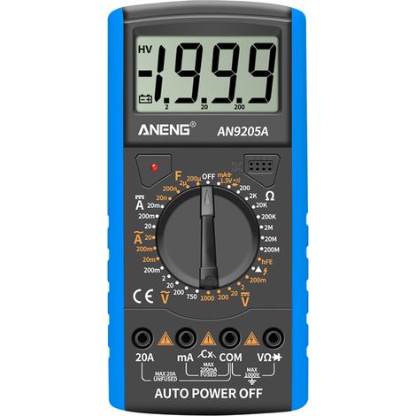 AN9205A Digitalmultimeter, 3 1/2"-LCD-Bildschirm, AC/DC-Messung, Hintergrundbeleuchtung