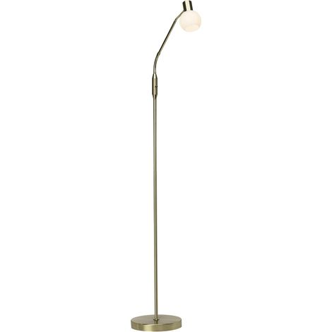 lampe Philo lampadaire LED 1 lumière laiton brossé/blanc 1x LED-D45, E14, ampoule LED 4W incluse, (450lm, 2700K) Échelle A ++ à E Avec interrupteur à bascule, Or (1/5)