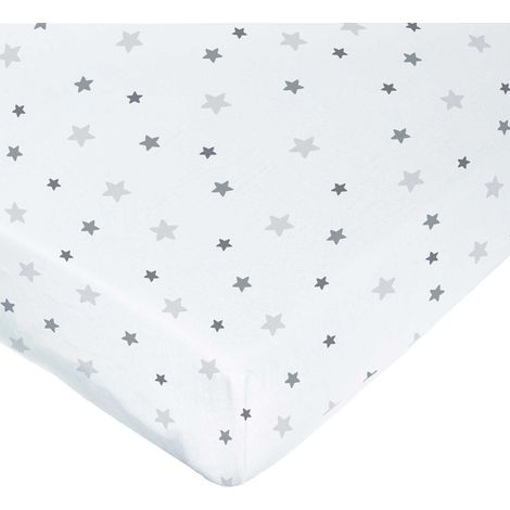 Drap housse imprimé étoiles multicolores Blanc 70x140 cm