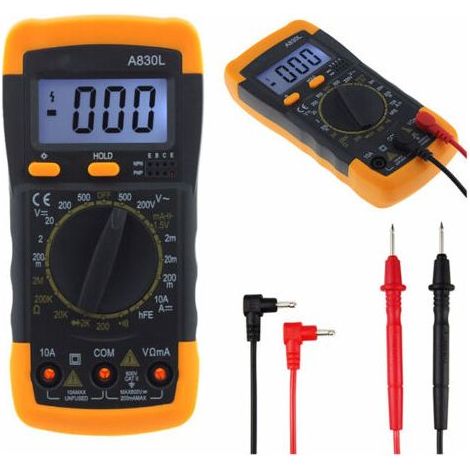 A830L Multimètre numérique LCD AC/DC Ampèremètre Voltmètre Testeur Mètre avec rétroéclairage (1/5)