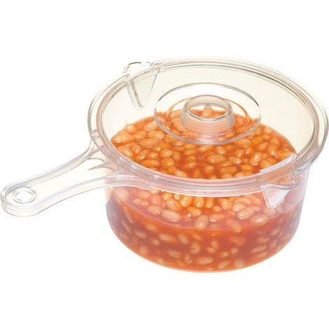 KitchenCraft KCPCMPAN Casseruola con Coperchio - Adatta al Forno a Microonde, 900 ml, Plastica, Trasparente