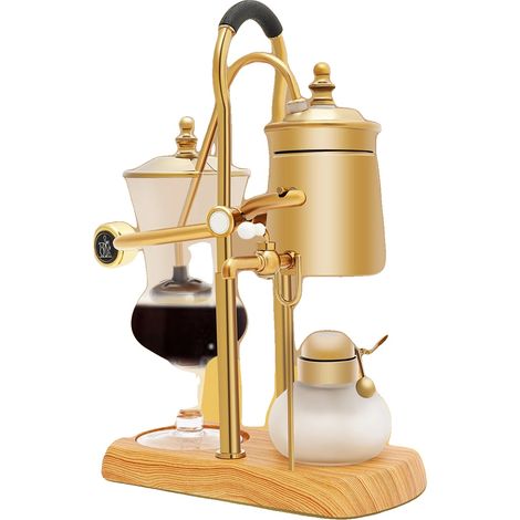 Caffettiera a sifone Balance, in vetro borosilicato, capacità 400 ml, funzionamento manuale, dimensioni 23,5x12x38 cm, colore oro. (1/5)