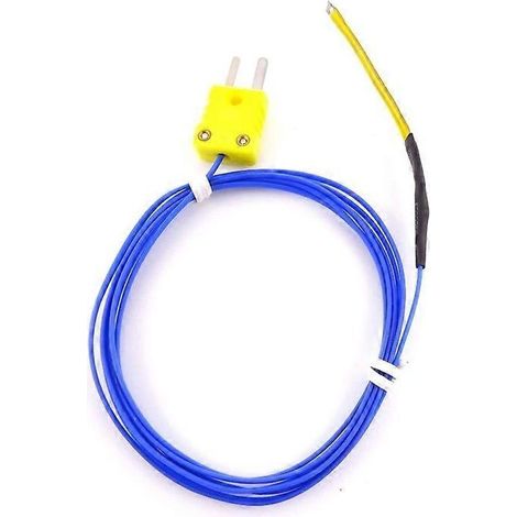 Sonde de température type K étanche avec bandeau métallique, capteur et contrôleur de température avec prise, sonde longue, dimensions 50 x 5 x 1 mm, plage adaptée (1/5)