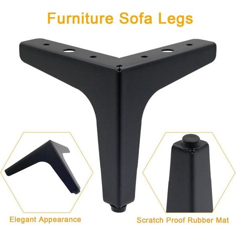 Patas para muebles,4 piezas,Patas para armario,Protección para el suelo,Antideslizantes y resistentes al desgaste,10 cm,Negro (1/4)