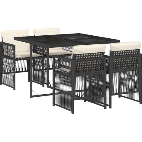 Maison Exclusive - 5-tlg. Garten-Essgruppe mit Kissen Schwarz Pol (1/5)