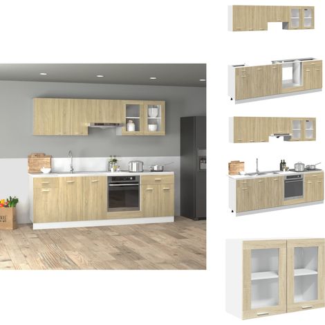Ensemble d'armoires cuisine 8pcs chêne sonoma bois d'ingénierie - Ensemble D'armoires De Cuisine - Ensembles D'armoires De Cuisine - Placard De Cuisine - Unité De Cuisine (1/5)