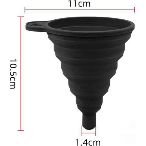 Entonnoir - Silicone Alimentaire - Pliable - Pour Liquides Et Poudres - 2 Oz - Noir (1/5)