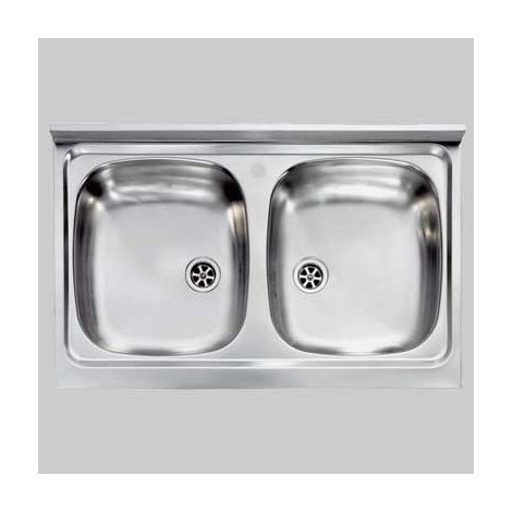 LAVELLO INOX DUE VASCHE APPOGGIO  80 x 50     CM
