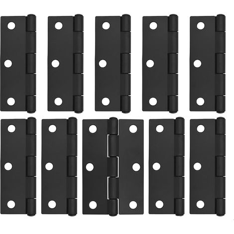 10er-Pack schwarze Türscharniere – 75 mm (3 Zoll) – Scharniere für Schranktüren inklusive Schrauben für Holztüren im Innenbereich