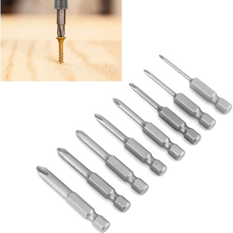 Phillips S1/4 Elektroschraubendreherbits (8er-Set), Phillips Druckluftschraubendreherbits, Sechskantbohrer für Bohrmaschinen, 50-mm-Druckluftdüse (1/5)