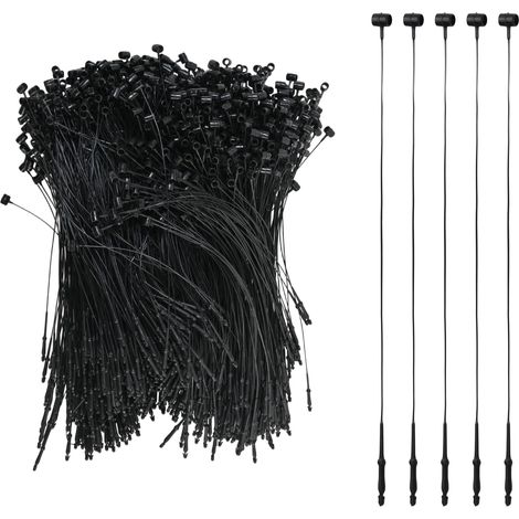 1000 sujetadores de etiquetas de plástico de 12,5 cm, color negro, para etiquetado de seguridad de ropa y cierres de precios para perchas. (1/5)
