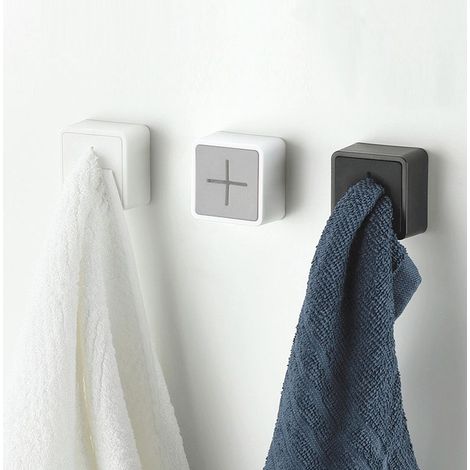 Lot de 3 Crochets serviette auto-adhésifs silicone, design carré anti-choc, sans perçage pour cuisine salle de bain (1/5)