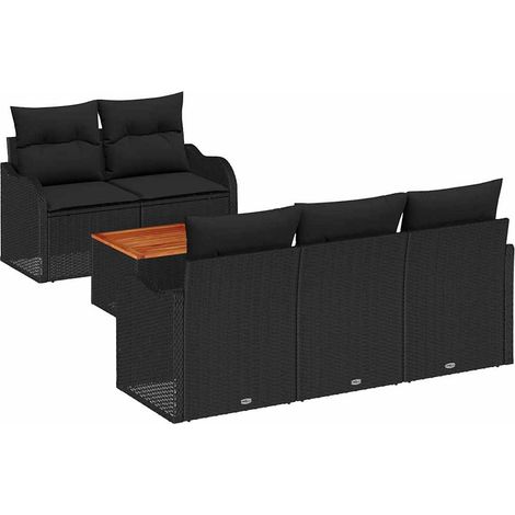 Garden Sofa Set with Storage 6 pcs Black Poly Rattan vidaXL