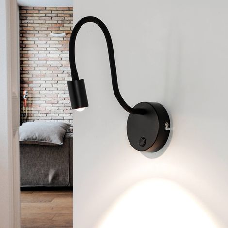 Applique d'intérieur LED noire réglable au design en forme de col de cygne en style classique liseuse - Noir (1/5)