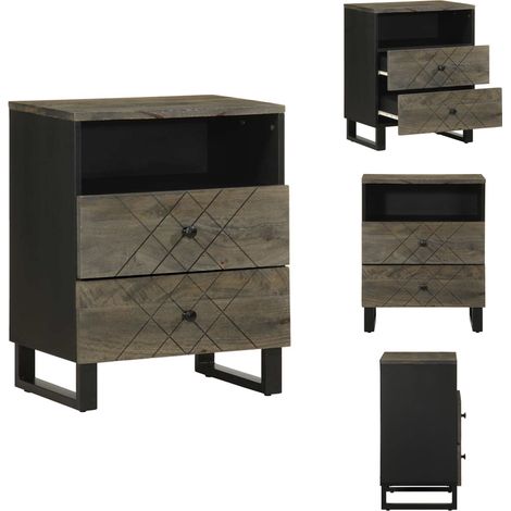 Table de chevet noir 50x33x62 cm bois de manguier solide - Table De Chevet - Tables De Chevet -table D'appoint - Table De Nuit (1/5)
