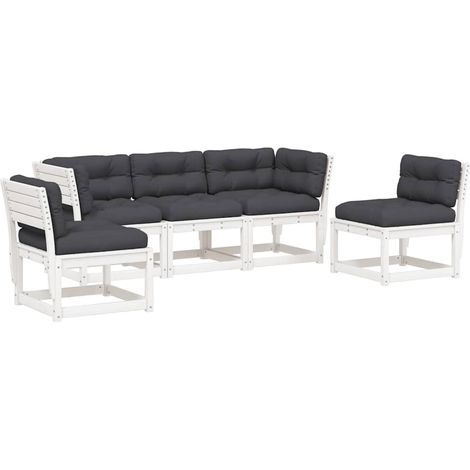 Maison Exclusive - Set Divani Giardino 5pz con Cuscini Bianco Legno Massello Pino