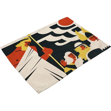 Tapis De Table Abstrait Personne - Coton Lin Imprimé Lavable - Protection Chaleur Rayures - Pour Salle À Manger - Lot De 1 (1/3)