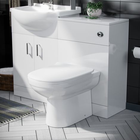 Ellen 550mm Vanity Basin Unit, WC Unit & Elso Back To Wall Toilet White (1/5)