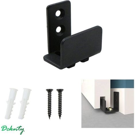 Guide de sol pour porte coulissante - YYV - Ajustable - Noir - Bois - Réversible (1/4)