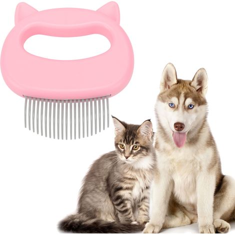 Peigne de massage en coquillage pour chat et chien, brosse de toilettage, d'épilation et de nettoyage (rose) (1/5)