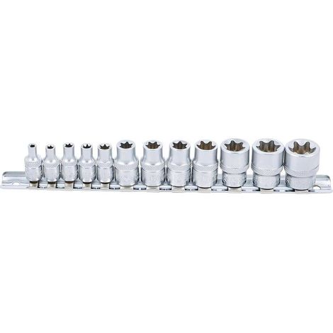 Jeu de Douilles 12 pcs - 6,3 mm (1/4) 10 mm (3/8), E4 à E20 - Acier Résistant - Polyvalence et Précision - D-Work (1/5)
