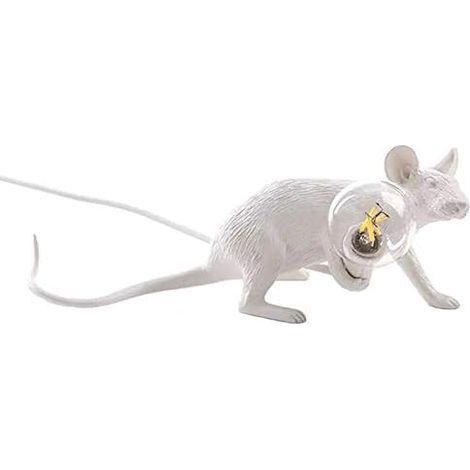 Lampe De Table Forme De Souris Résine De Bureau Lampe De Chevet Légère Décoration pour La Maison(blanc,Lie down) (1/5)