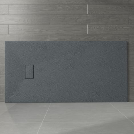 NRG 1800 x 900mm Anthracite SMC Rectangle Slate Effect Bathroom Shower Enclosure Tray (1/5)