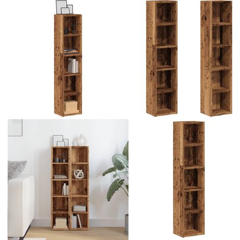 vidaXL CD-Regale 2 Stk. Altholz-Optik 21x16x93,5 cm Holzwerkstoff (1/5)