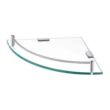 Eckwandregal aus gehärtetem Glas für das Badezimmer mit Handtuchhalter aus Edelstahl (1/5)