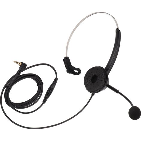 Casque anti-bruit monaural H360‑3.5VA avec ajustement du volume et câble pour prise jack 3.5mm, couleur noire