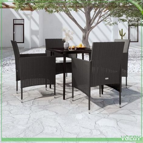 Ensemble salle à manger de jardin - FAFEICY - 3099306 - Noir - 5 pcs (table + 4 chaises) - Résine tressée étanche (1/5)