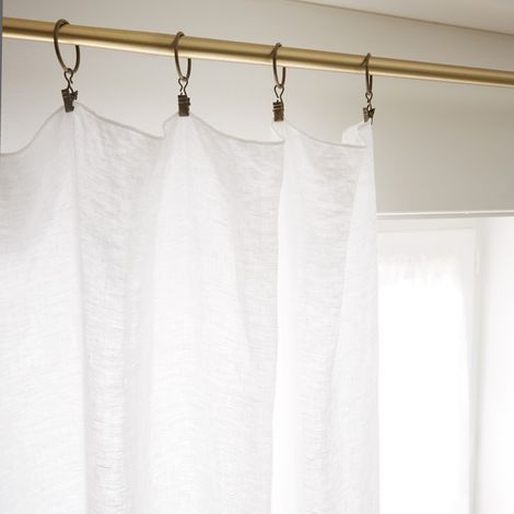 Rideau ajustable + 8 anneaux pince "Soline" 140 x 270 cm Lin lavé - Soline Craie - Soline Craie - 1 Panneau ajustable 140 x 270 cm