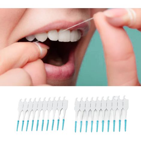 Interdentalbürste [Typ: Interdental] [Mintgrün] Weiches Silikon, 200 Stück, tragbar mit Etui für die Mundhygiene (1/5)