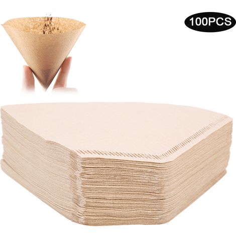 100 Stück Einweg-Kaffeefilter in Fächerform, Ersatzzubehör für die Kaffeezubereitung (1/5)