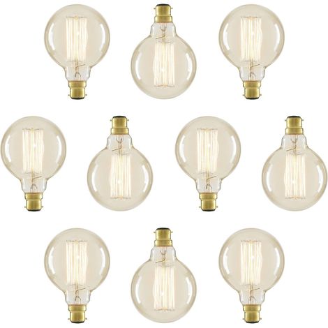 Litecraft Light Bulb 40W Cage Filament Globe B22 Bayonet Cap In Clear - 10 Pack (1/4)