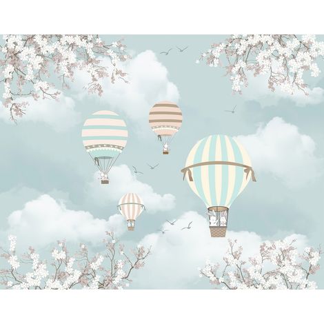 Papier peint panoramique Enfants - Montgolfières - 130 cm x 102 cm (1/2)