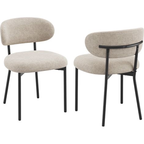 2er-Set Esszimmerstühle mit Rückenlehne und Metallbeinen – moderne gepolsterte Stoffstühle für Küche, Esszimmer oder Wohnzimmer, Braun (1/5)