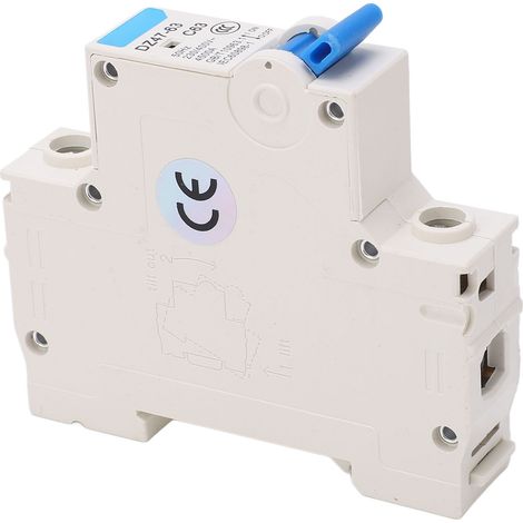 Disjoncteur miniature monophasé, sectionneur de courant, montage sur rail DIN, pouvoir de coupure de 4500 A, 230 V/400 V CA, 63 A