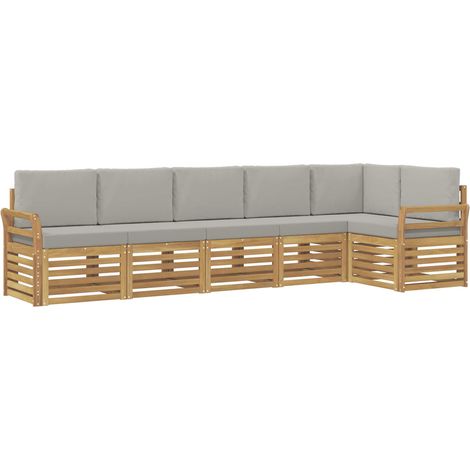 Ensemble de canapés d'extérieur 6 pcs Blanc et gris clair vidaXL (1/5)