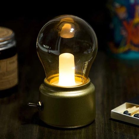 Lampe de chevet à LED avec chargeur USB, idéale pour un bureau, une chambre à coucher ou un salon (dorée) (1/5)