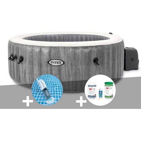 Kit spa gonflable Intex PureSpa Baltik rond Bulles 4 places + Aspirateur + Kit de traitement brome