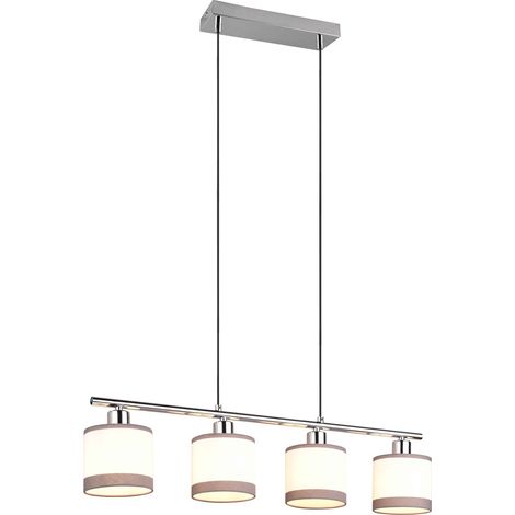DAVOS SOSPENSIONE METALLO CROMATO 4 PARALUMI BIANCO E GRIGIO L. 75CM 4 LUCI ATTACCO E14 (1/5)