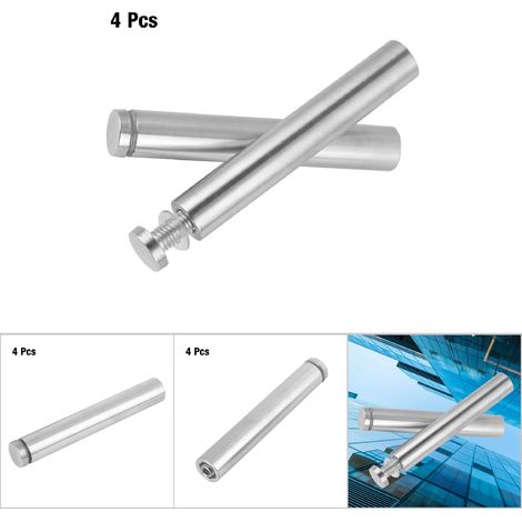 4 pièces supports en acier inoxydable creux pour fixation de vitres et panneaux (19x120mm) (1/5)