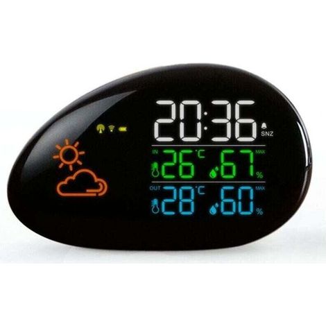 Station Météo Radio Pilotée avec Capteur Extérieure et Intérieure, Température, Prévisions Météo, Humidité, Ecran Couleur LED, Horloge, Reveil 1539761mm (1/5)