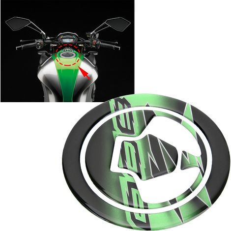 Autocollants de protection pour bouchon de réservoir de carburant (trois modèles) pour motos Kawasaki Z800, noir et vert. (1/5)