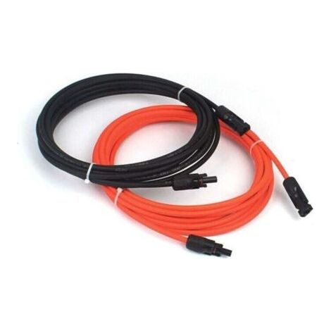 Connettore e raccordo per pannello solare, 2 cavi di prolunga fotovoltaici, PV1 - F 6,0 mm², 1 m/cavo, connettore MC4 IP67, 14 AWG (nero + rosso) per pannelli solari fotovoltaici, e