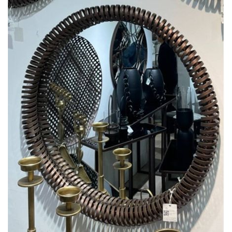 Specchio barrel rotondo, diametro 90 cm, marrone - Atmosphera créateur d'intérieur (1/3)