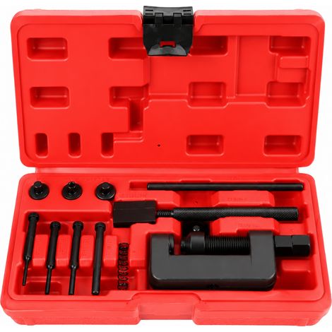 Kit Outil Chaîne Moto 13 Pièces CR-V, Dérive Chaîne, Riveteuse et Presse Chaîne pour Moto Vélo ATV (1/5)